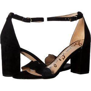 Sam Edelman YARO Velvet Embossed Chunky Stacked Heel Ankle Strap Sandals Size 9